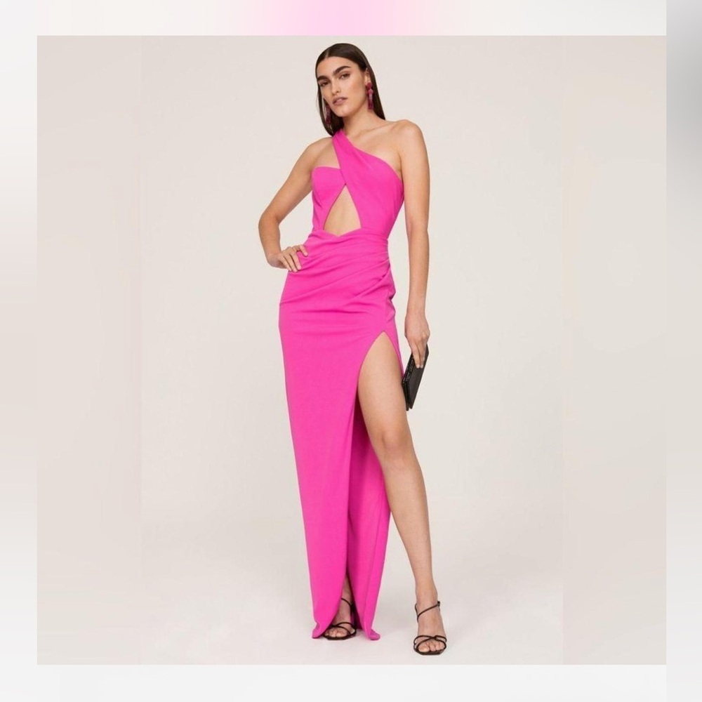 Katie May One-Shoulder Hot Pink Cutout Gown